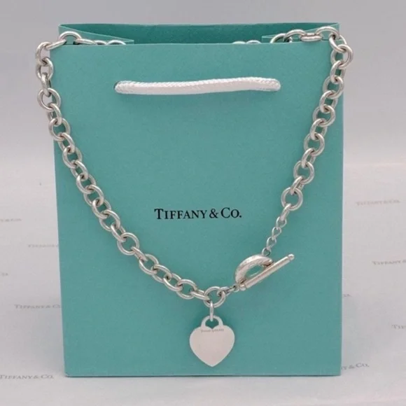 Tiffany & Co. Heart Tag Toggle Necklace Sterling Silver 925 Gift Box & Pouch - Picture 1 of 12